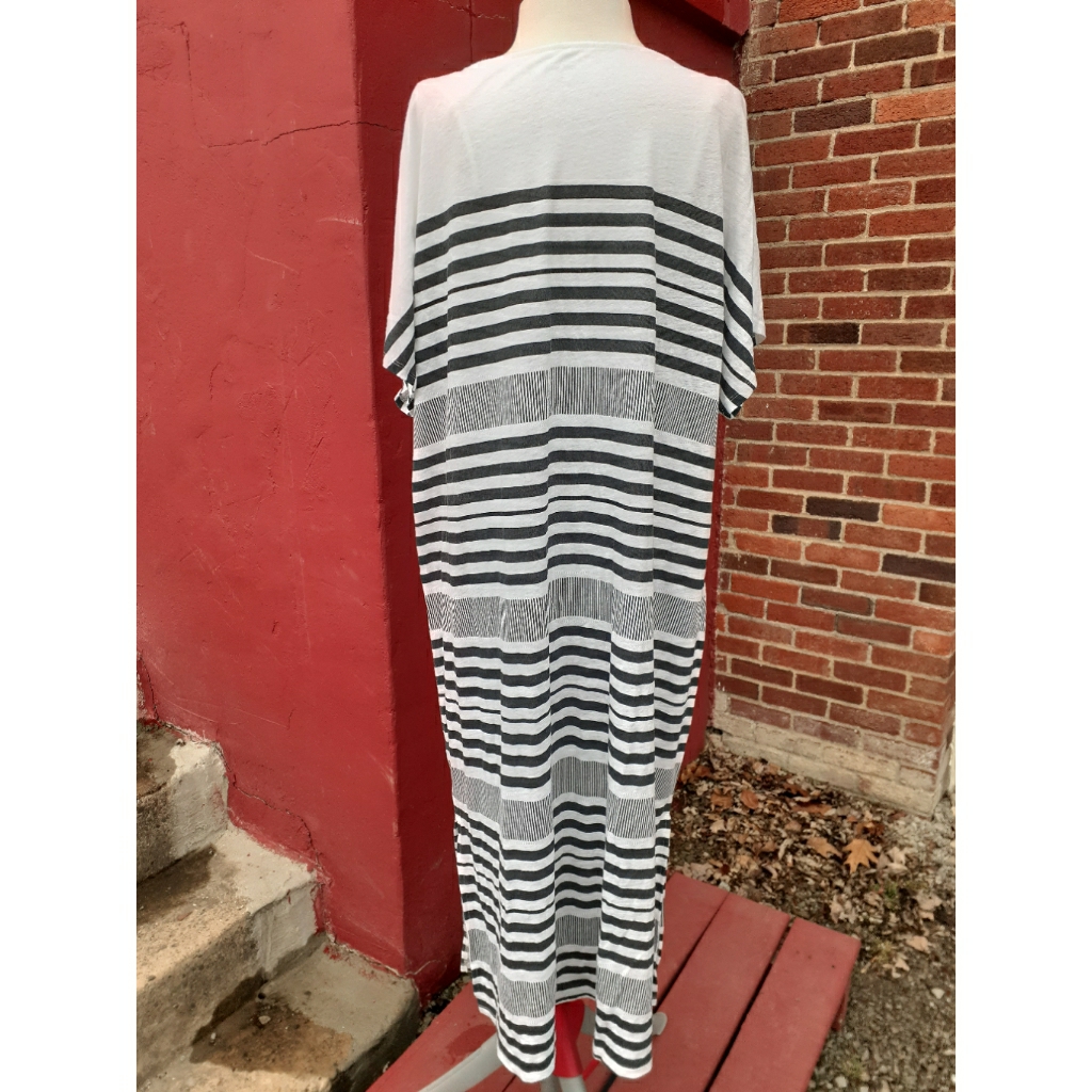 Ryllace Garnet Hill 100% Organic Linen Stripes Maxi Dress Plus 2x New — image 6 of 8